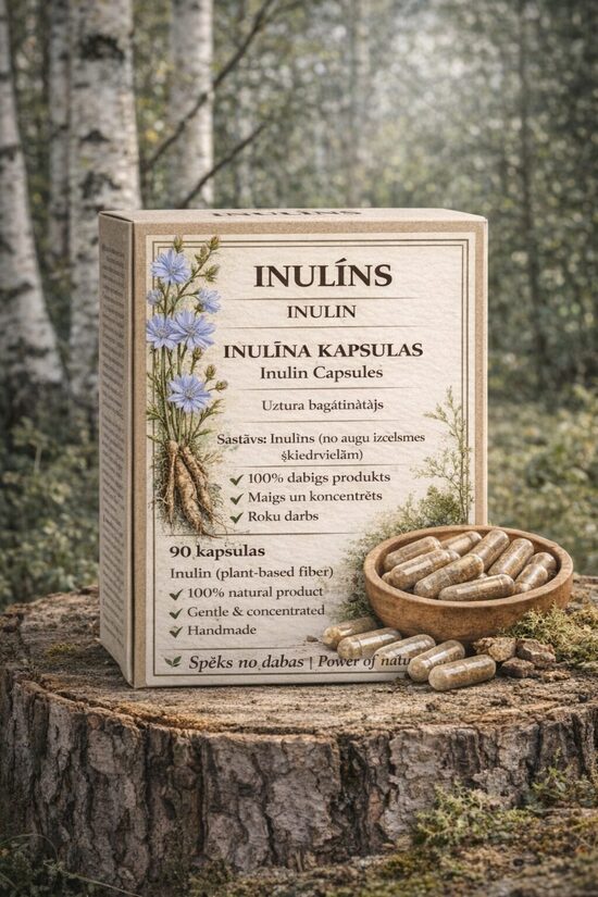 INULĪNS 100% DABĪGA ŠĶIEDRVIELA 60 KAPSULĀS